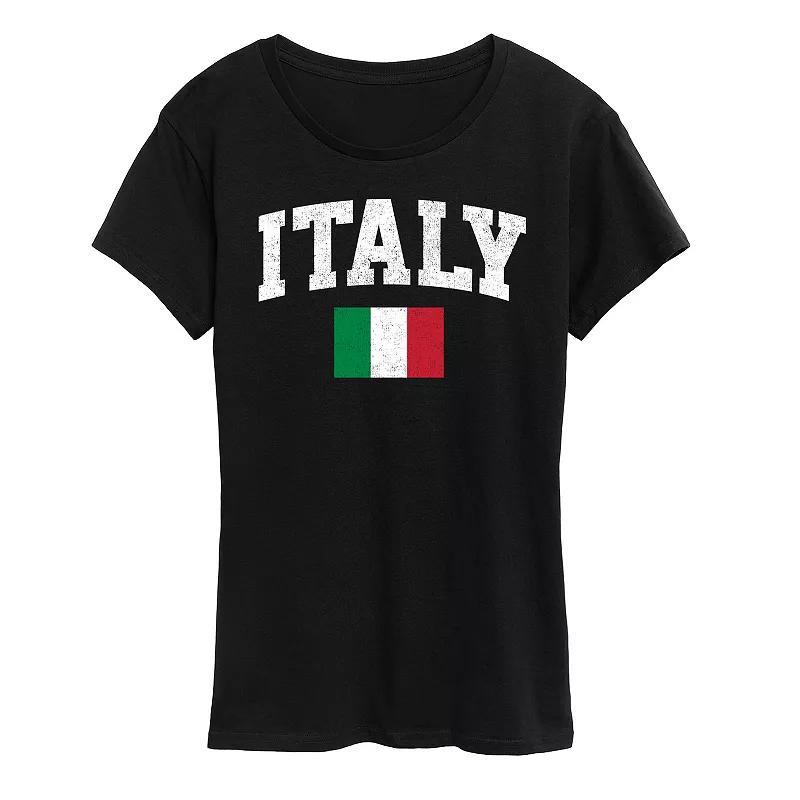 Women's Italy Flag Graphic Tee, Size: Large, Grey Blue Product Image