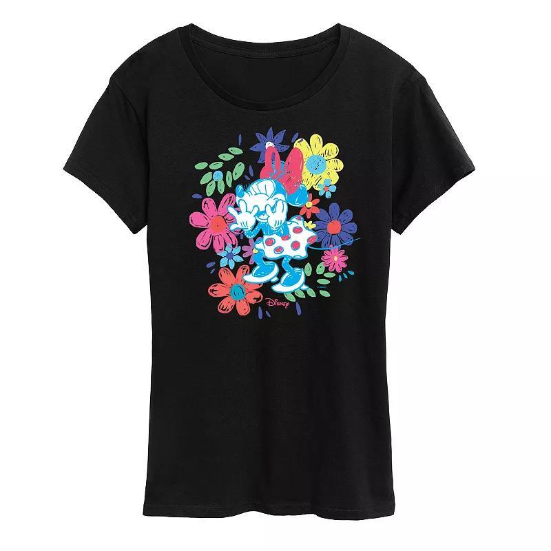 Disneys Minnie Mouse Flowers Graphic Tee, Womens Product Image