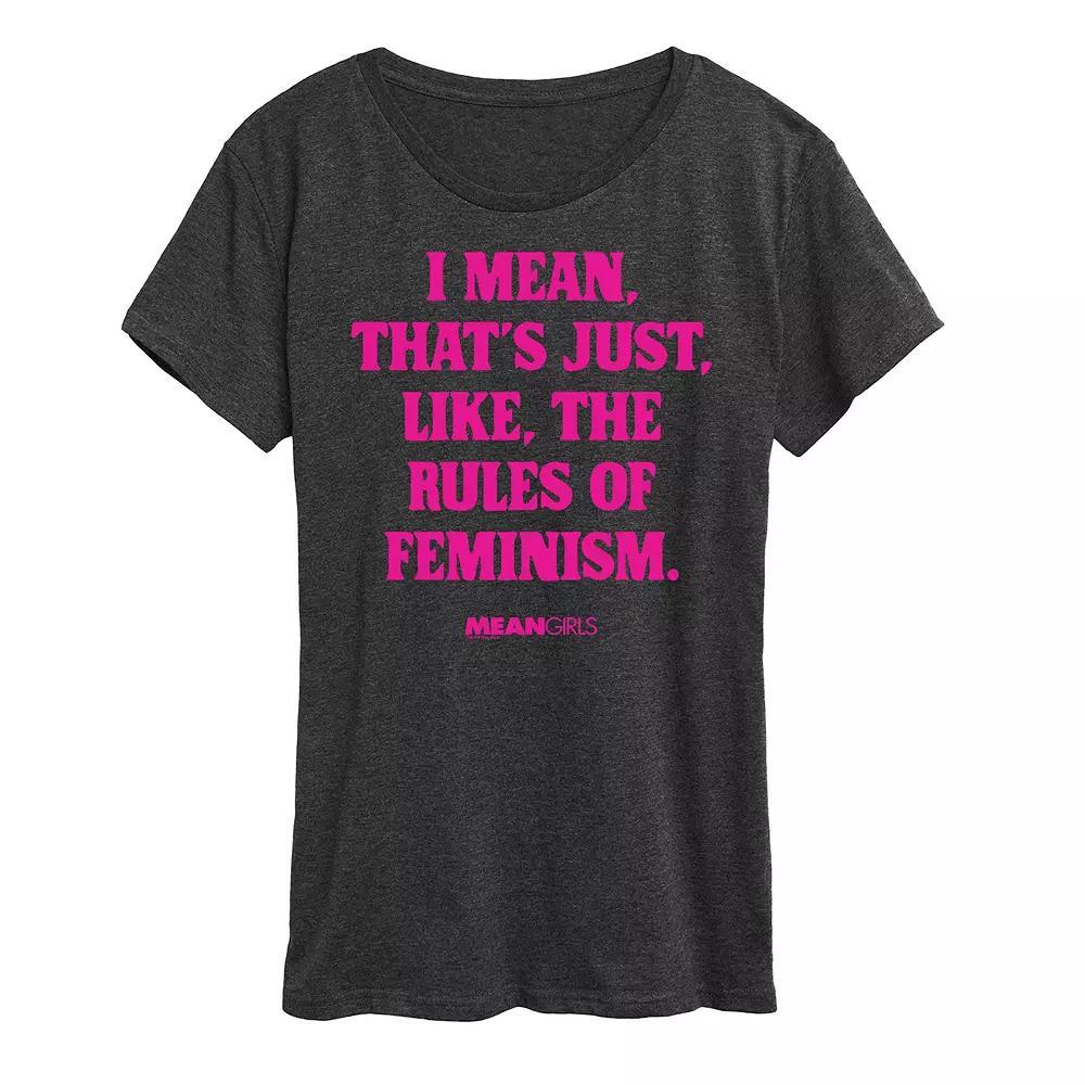 Women's Mean Girls Rules Of Feminism Graphic Tee, Size: XL, Heather Grey Product Image