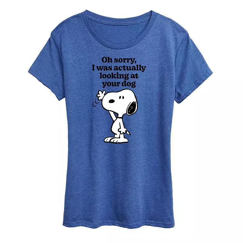 Women's Peanuts Snoopy Looking At Your Dog Graphic Tee, Size: XXL, Grey Gray Product Image