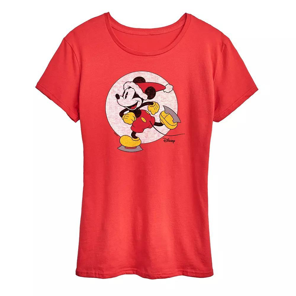 Disney's Mickey Mouse Women's Mickey On Ice Skates Graphic Tee, Girl's,  Product Image