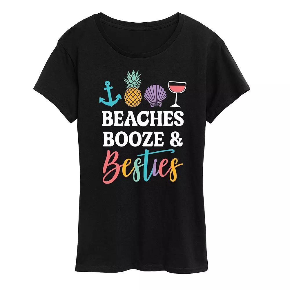 Womens Beaches Booze And Besties Graphic Tee Blue Product Image