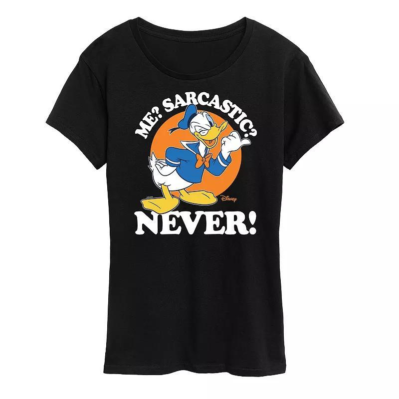 Disneys Donald Duck Womens Me Sarcastic Never Graphic Tee Blue Product Image