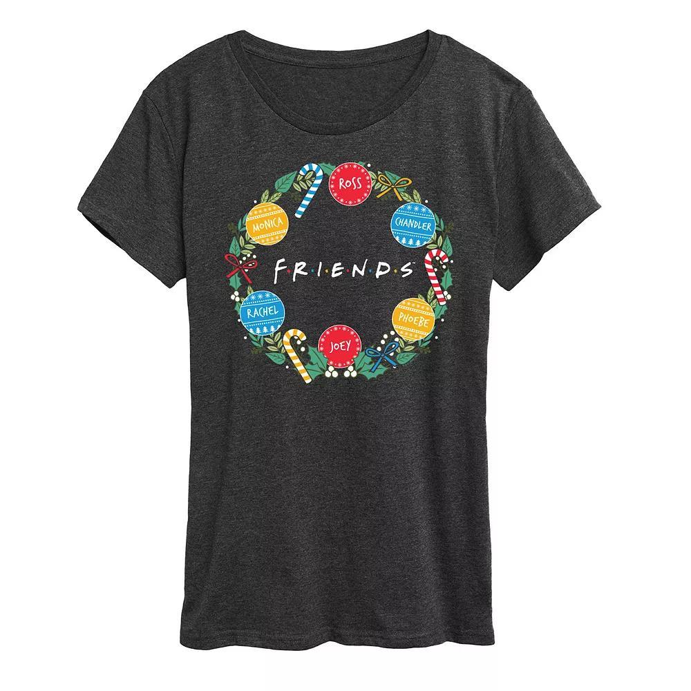 Women's Friends Christmas Wreath Graphic Tee, Girl's,  Product Image