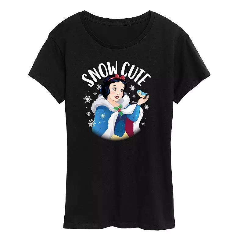 Disney Princess Snow White Women's "Snow Cute" Holiday Graphic Tee, Girl's, Size: Small, Black Product Image