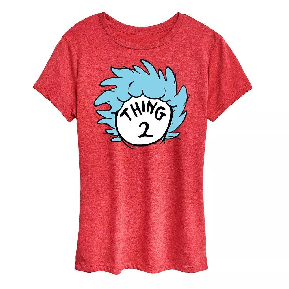 Women's Dr. Seuss Thing 2 Graphic Tee, Size: Medium, Grey Red Product Image