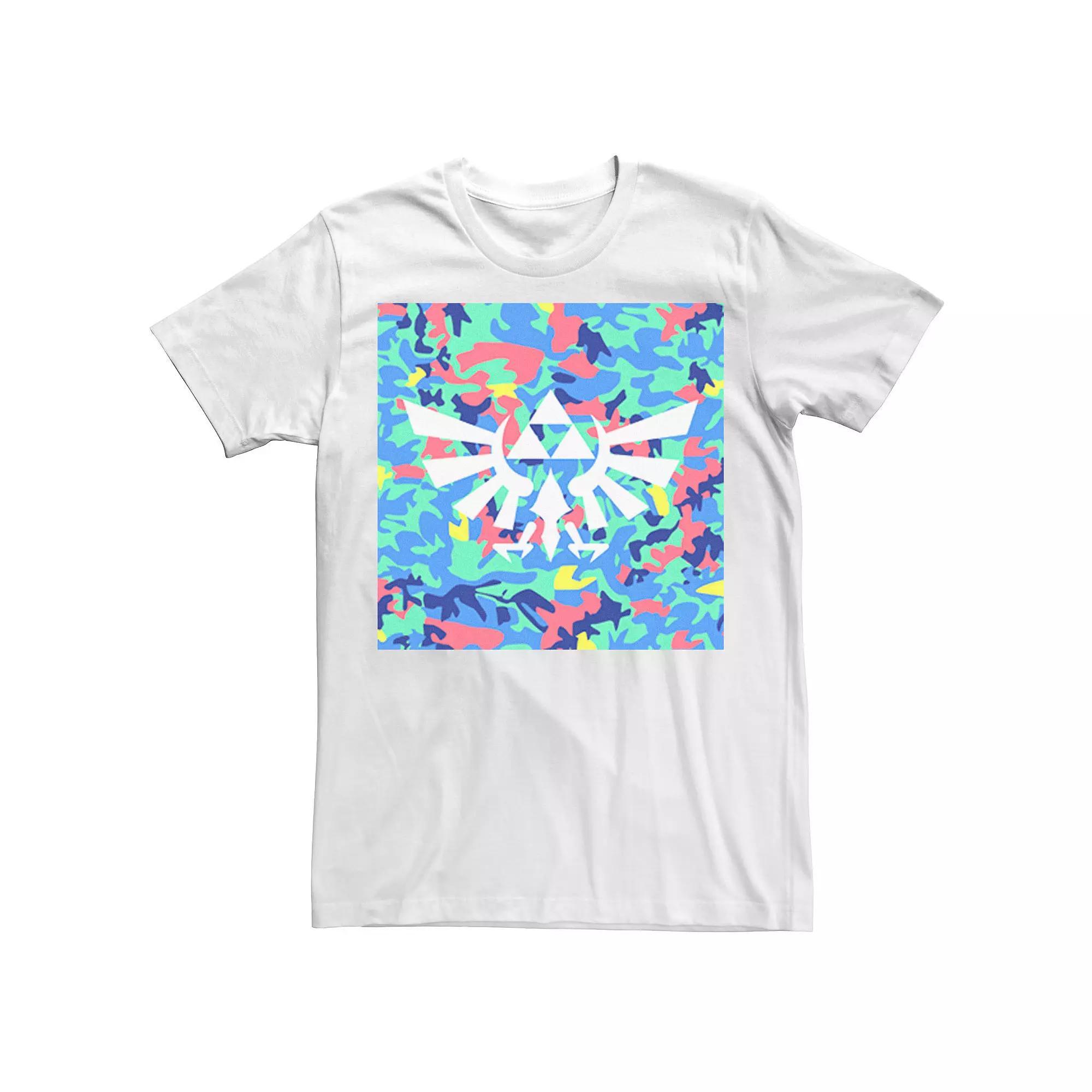 Men's Zelda Neon Camouflage Crest Tee, Size: 3XL, White Product Image