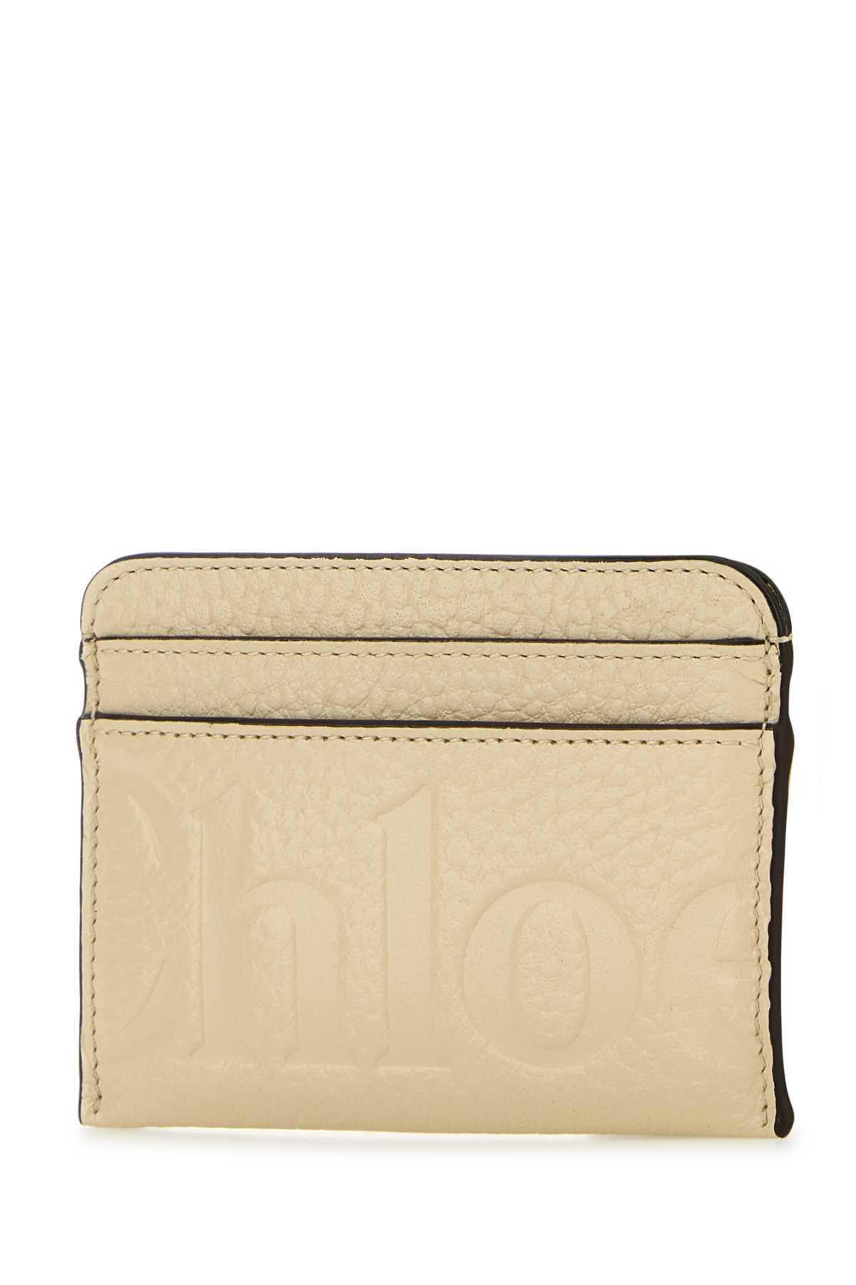 CHLOÉ Cream Leather Card Holder In Yellow Product Image