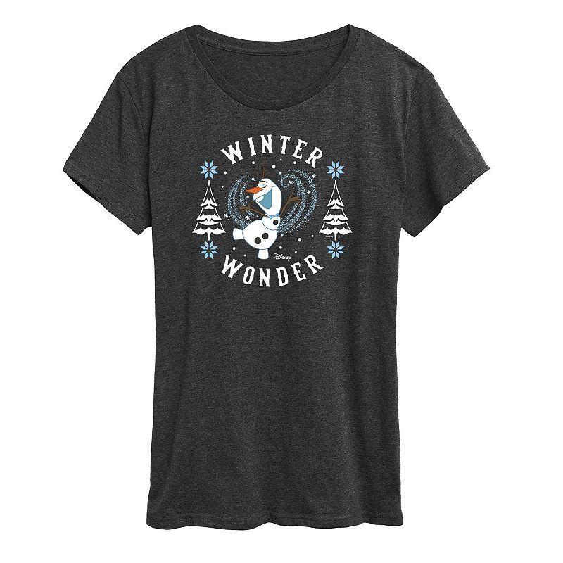 Disneys Frozen 2 Womens Winter Wonder Graphic Tee, Girls Heather Grey Product Image