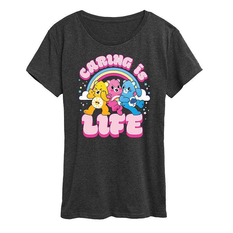 Womens Care Bears Caring Is Life Graphic Tee, Girls Heather Grey Product Image