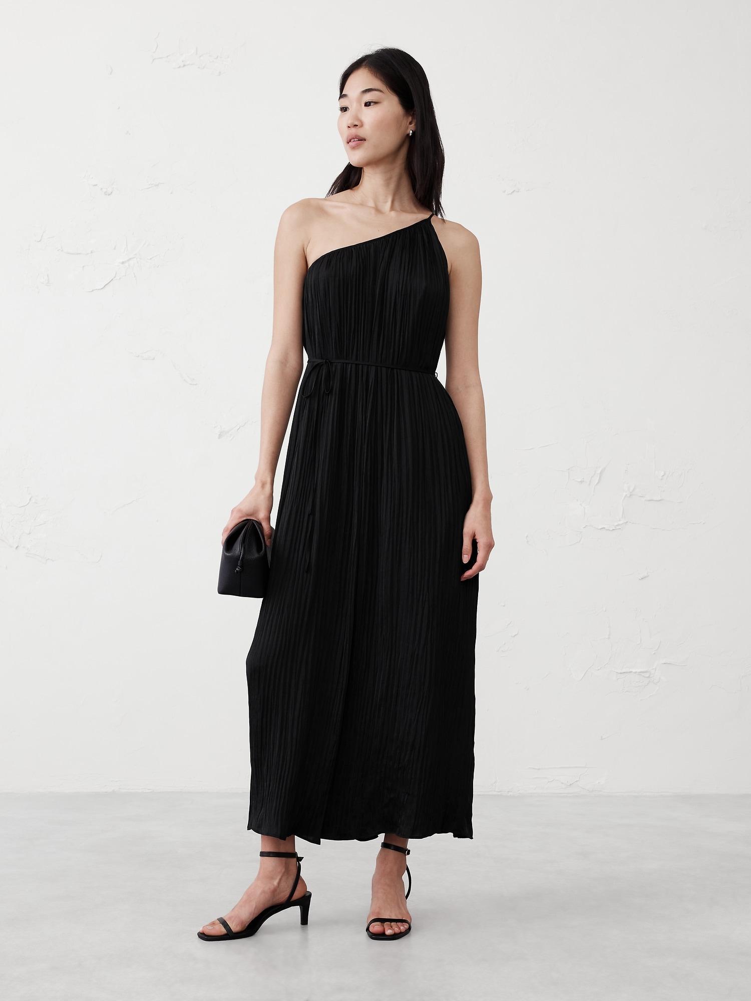 One-Shoulder Pleated Maxi Dress Product Image