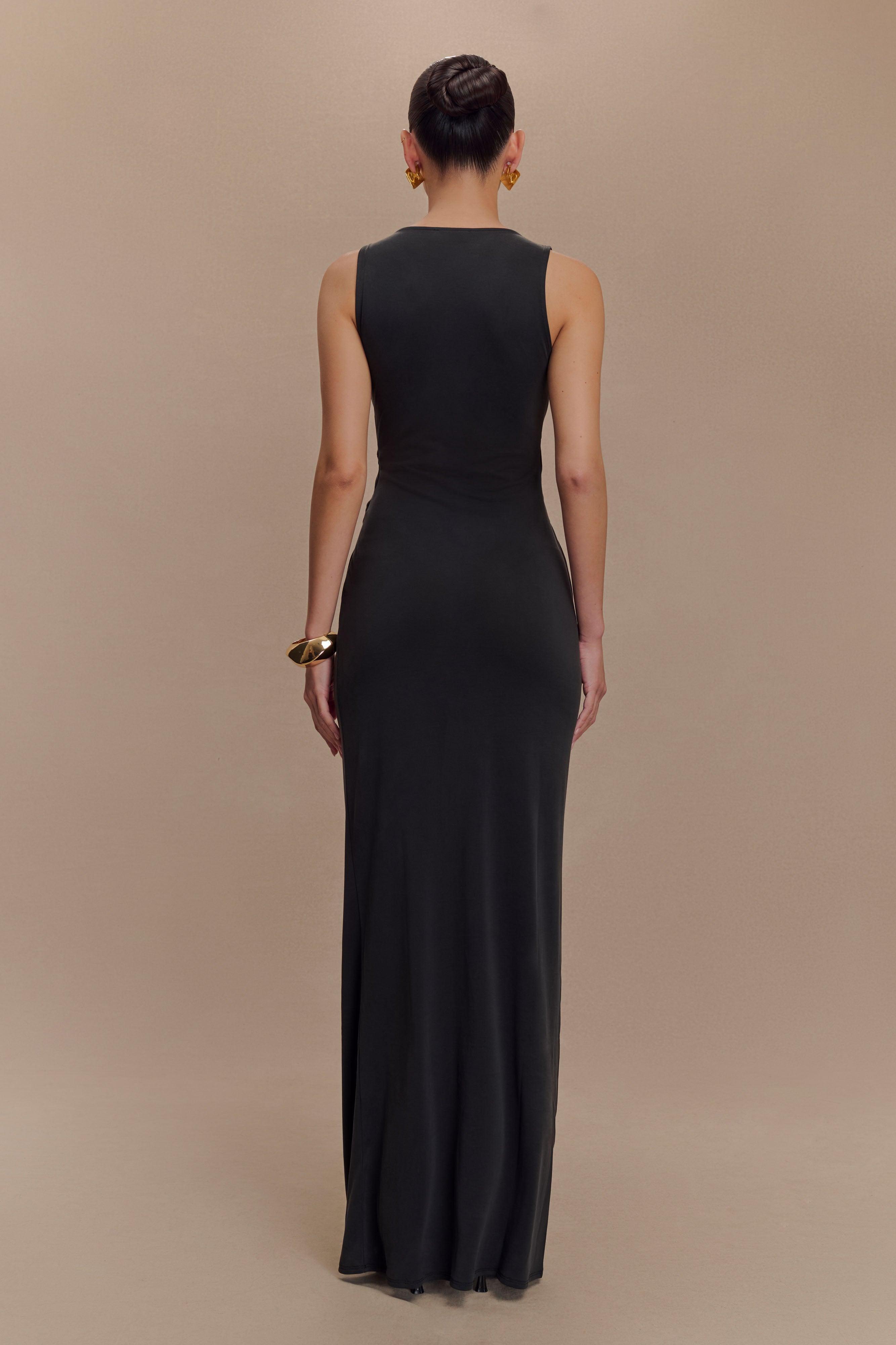 Kassidy Peached Jersey Maxi Dress - Black Product Image