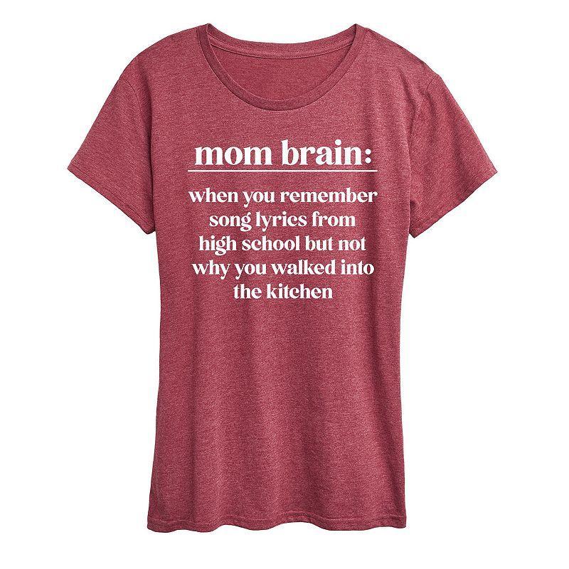 Women's Mom Brain Definition Graphic Tee, Girl's, Size: Large, Grey Wine Product Image