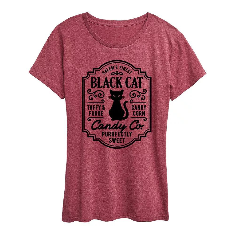 Women's Black Cat Candy Co Halloween Tee, Girl's, Size: Large, Dark Red Product Image