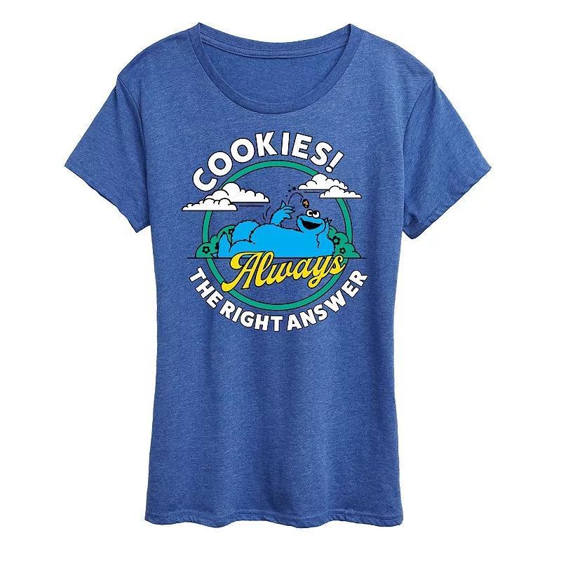 Women's Sesame Street Cookies Answer Graphic Tee, Girl's, Size: XL, Grey Royal Blue Product Image