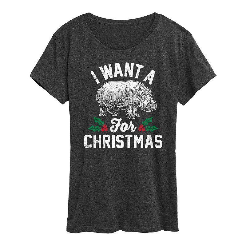 Women's I Want A Hippopotamus Graphic Tee, Girl's,  Product Image