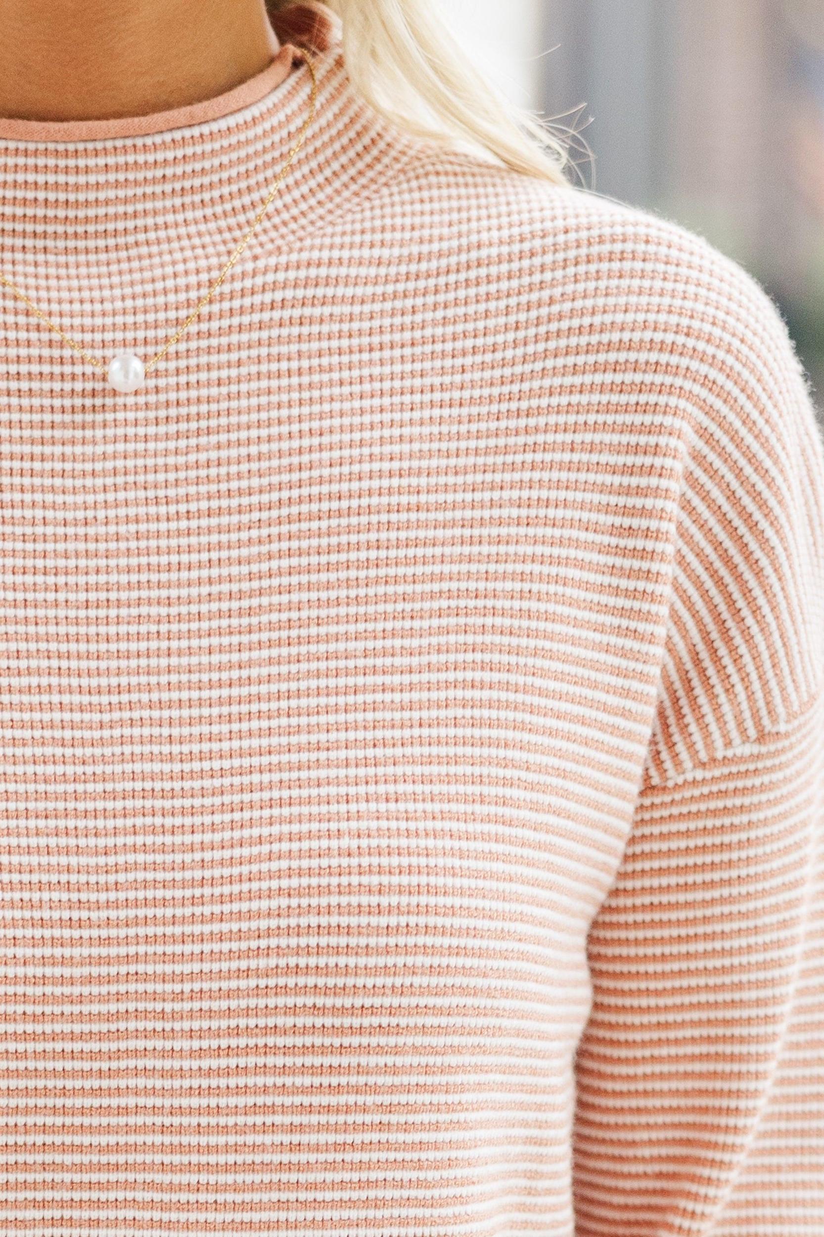 What A Treat Mauve Pink Striped Sweater Female Product Image