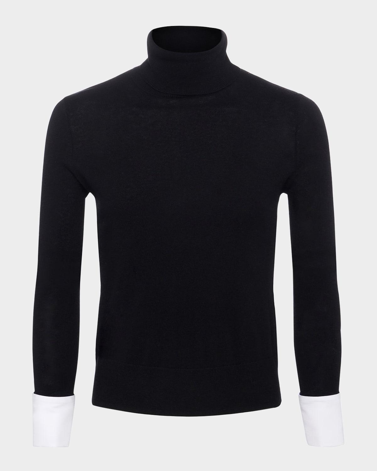 L'agence Poplin Cuff Sweater In Black/white Product Image