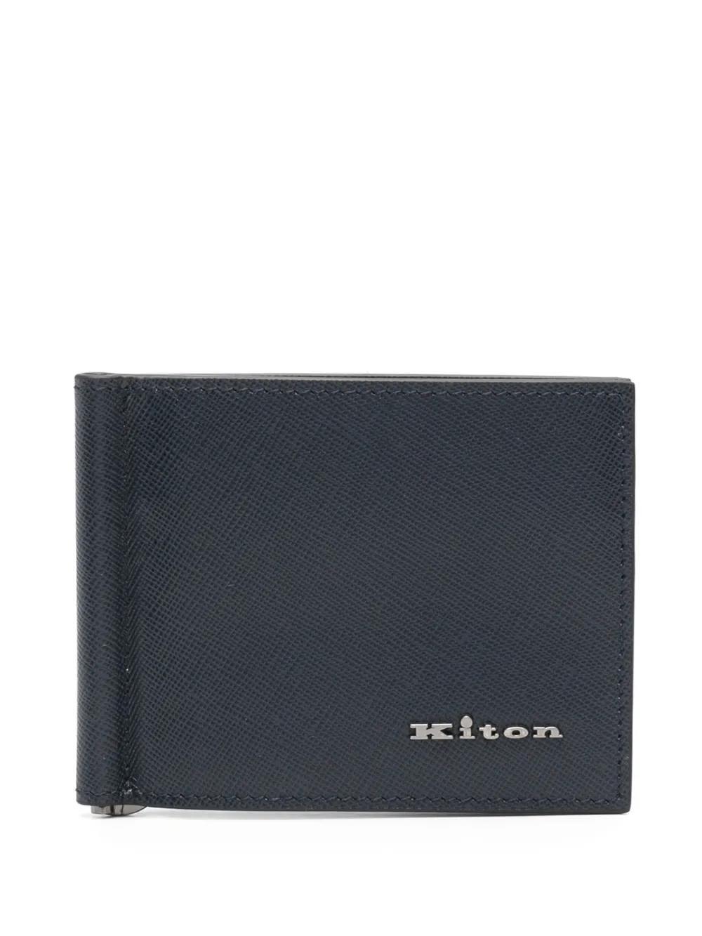 KITON Leather Card Holder In Blue Product Image