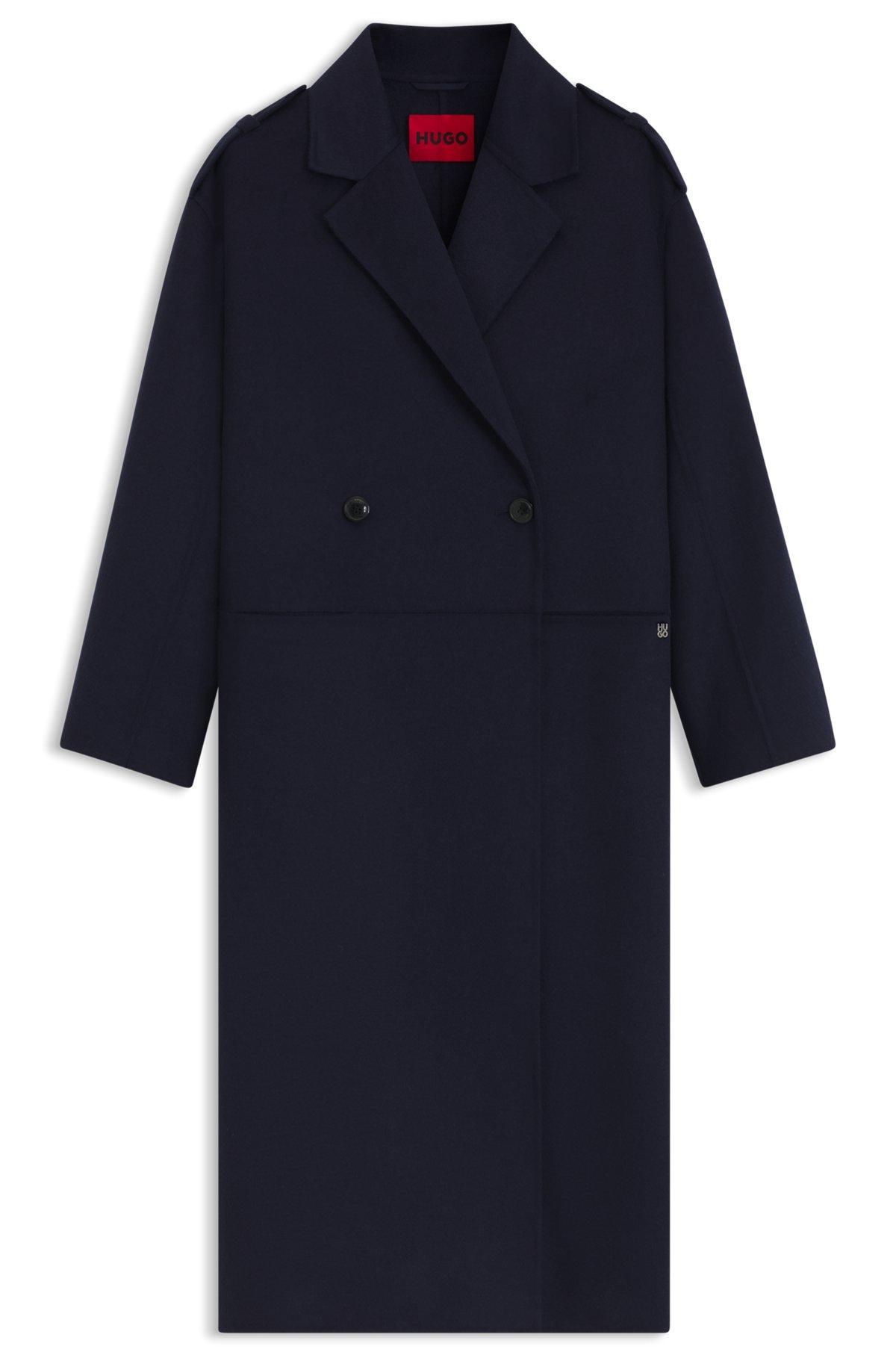 HUGO - Slim-fit coat with double-breasted closure - Dark Blue Product Image