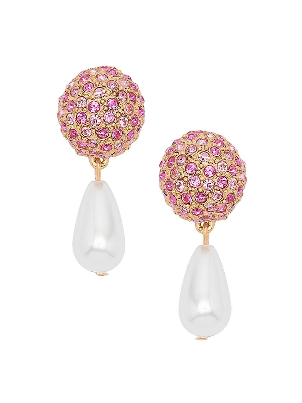 Womens Crystal Ball Crystal Pav & Faux-Pearl Drop Earrings Product Image