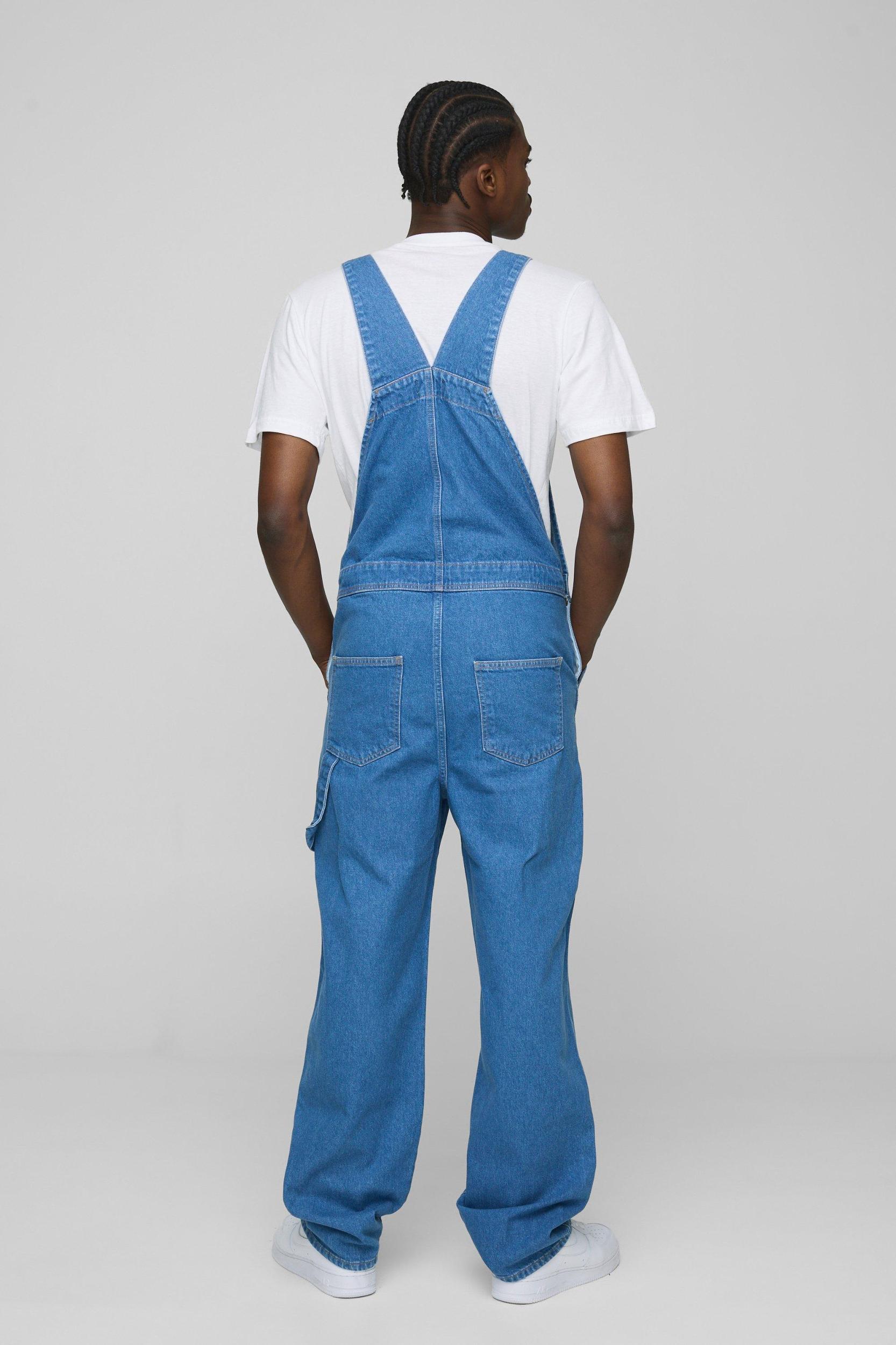 Relaxed Fit Worker Denim Overalls | boohooMAN USA Product Image