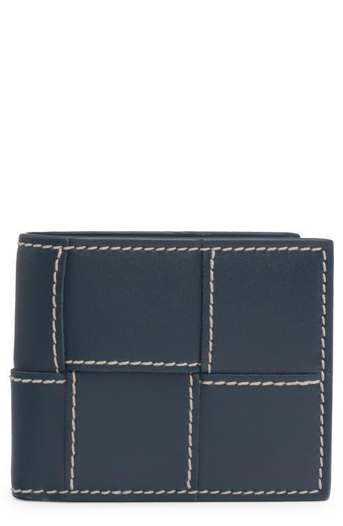 BOTTEGA VENETA Cassette Intreccio Leather Bifold Wallet In Deep Blue Product Image