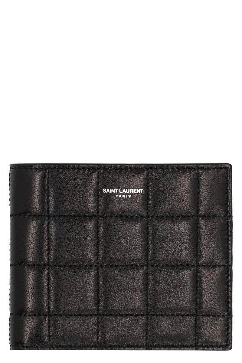 SAINT LAURENT Men's East/west Leather Wallet In Black Product Image