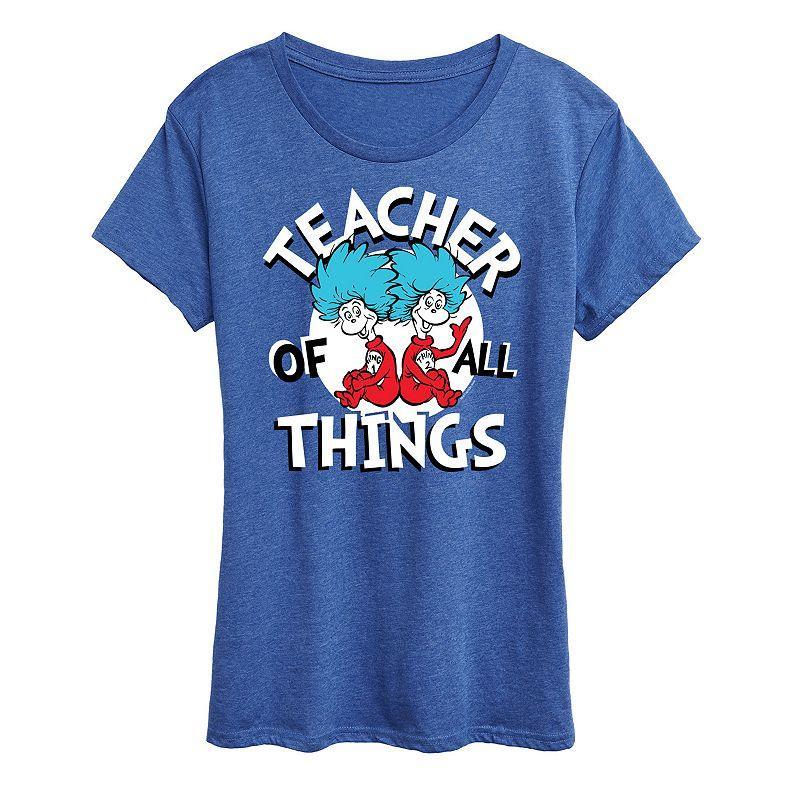 Women's Dr. Seuss Teacher Of All Things Graphic Tee, Size: Medium, Grey Gray Product Image