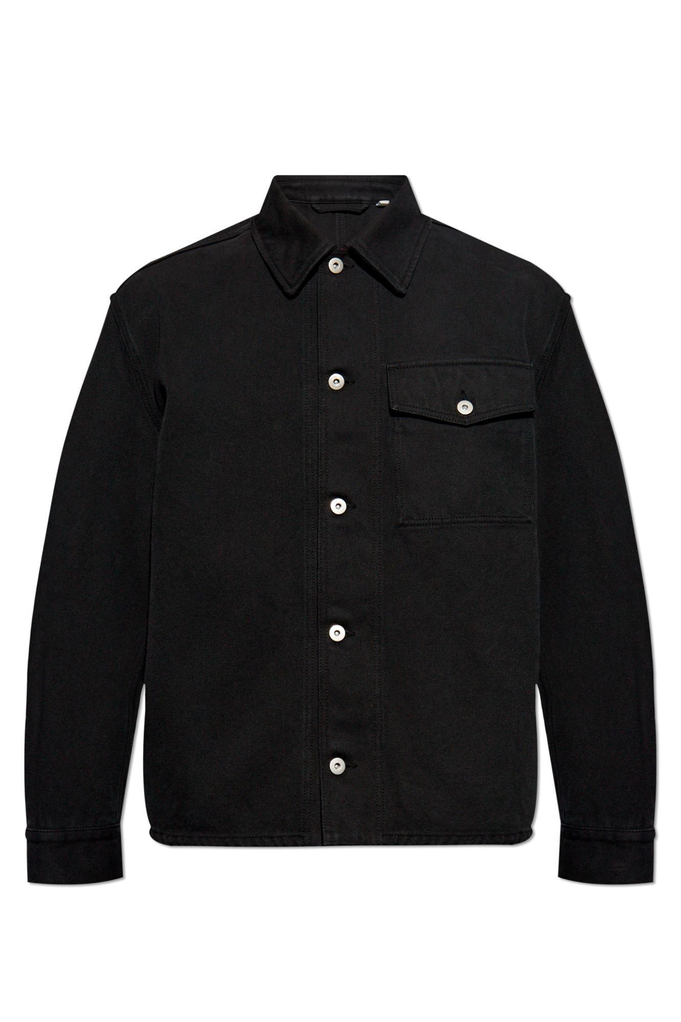 Long Sleeved Buttoned Denim Jacket In Black Product Image