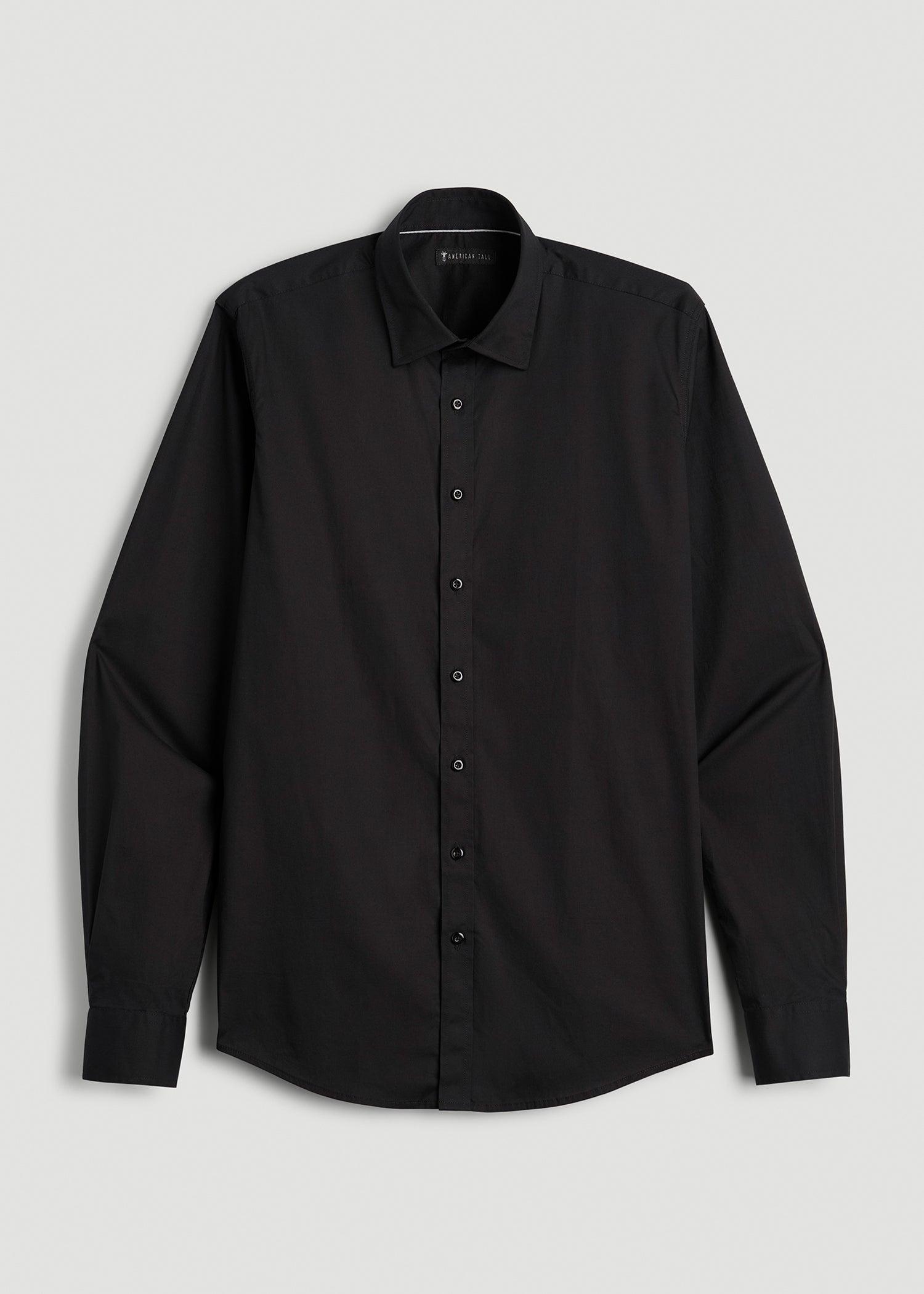 Oskar Button-Up Dress Shirt for Tall Men in Black Male Product Image