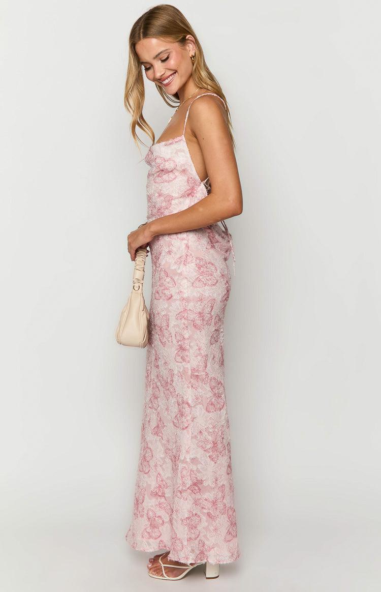 Valentina Pink Butterfly Maxi Dress Product Image