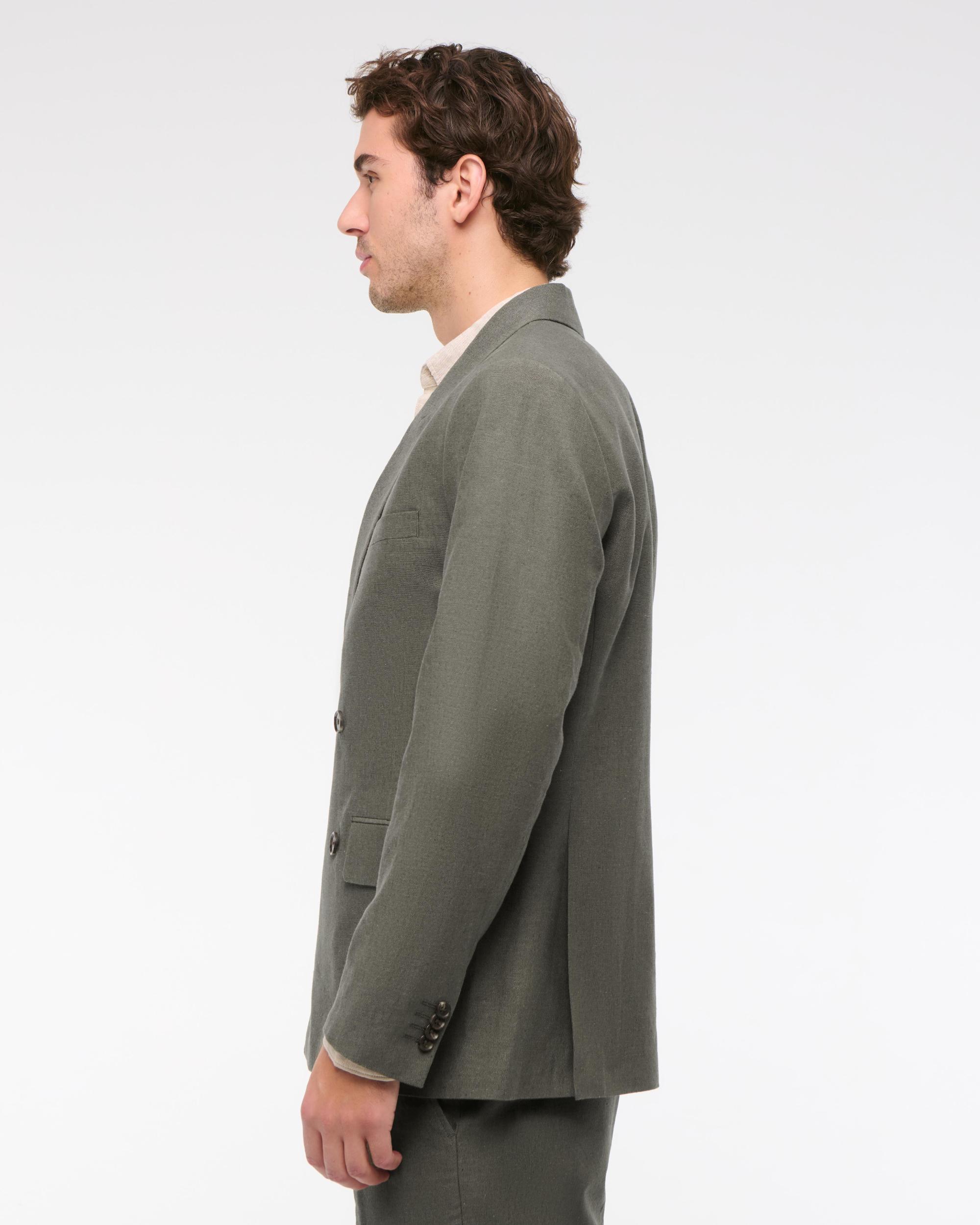 The A&F Collins Double-Breasted Cotton-Texture Blazer Product Image