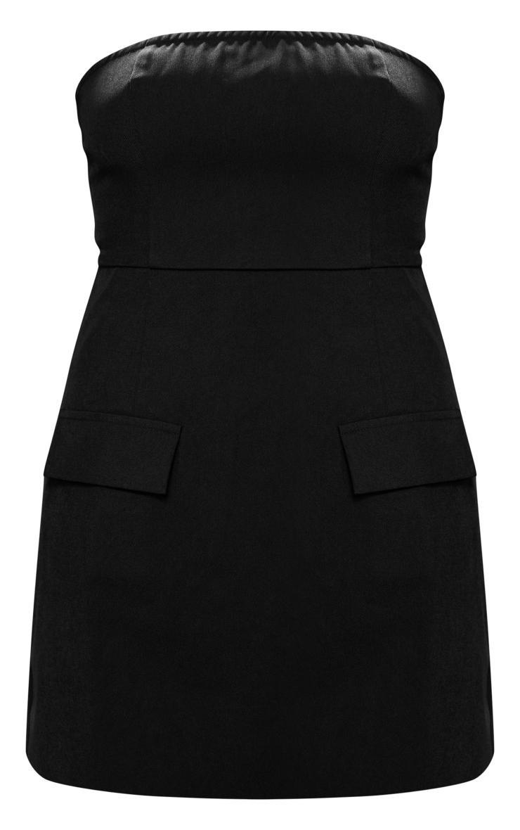 Black Tailored Bandeau Pocket Detail Mini Dress Product Image