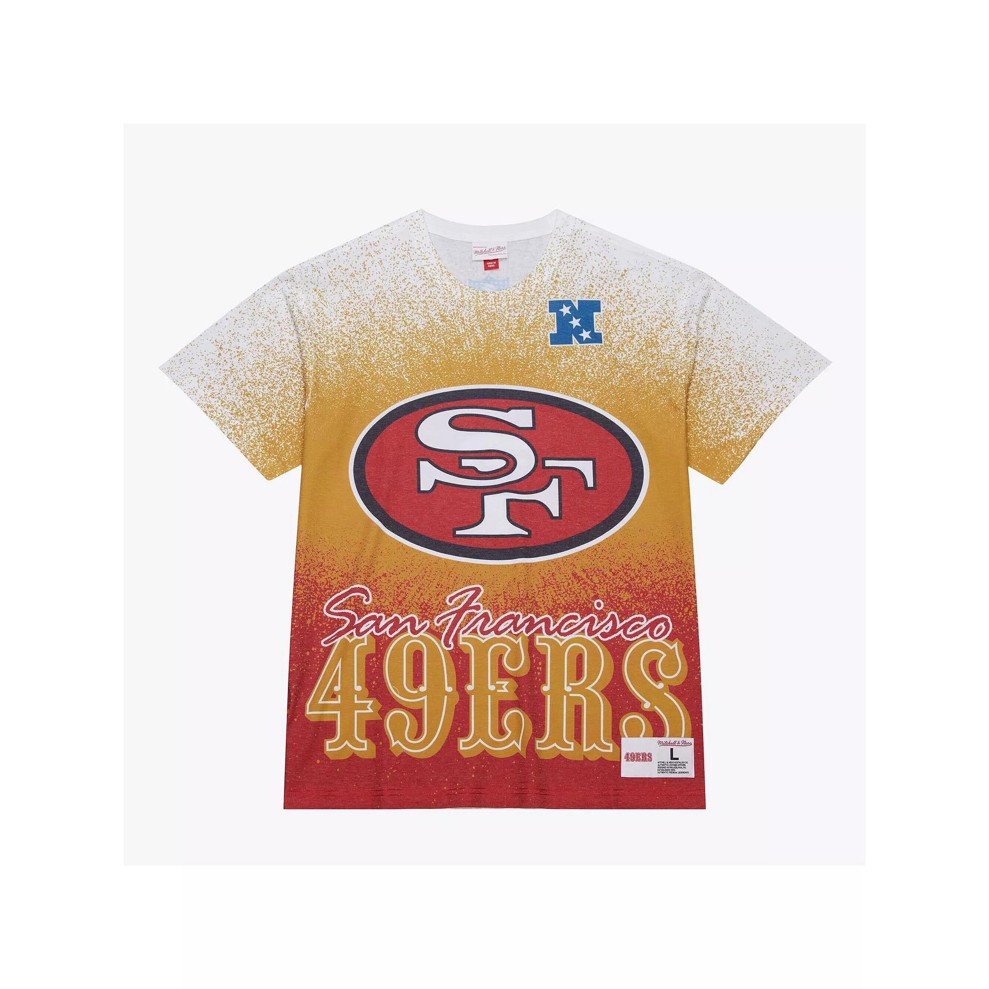 Men's Mitchell & Ness  White San Francisco 49ers Team Burst Vintage Logo T-Shirt, Size: 2XL Product Image