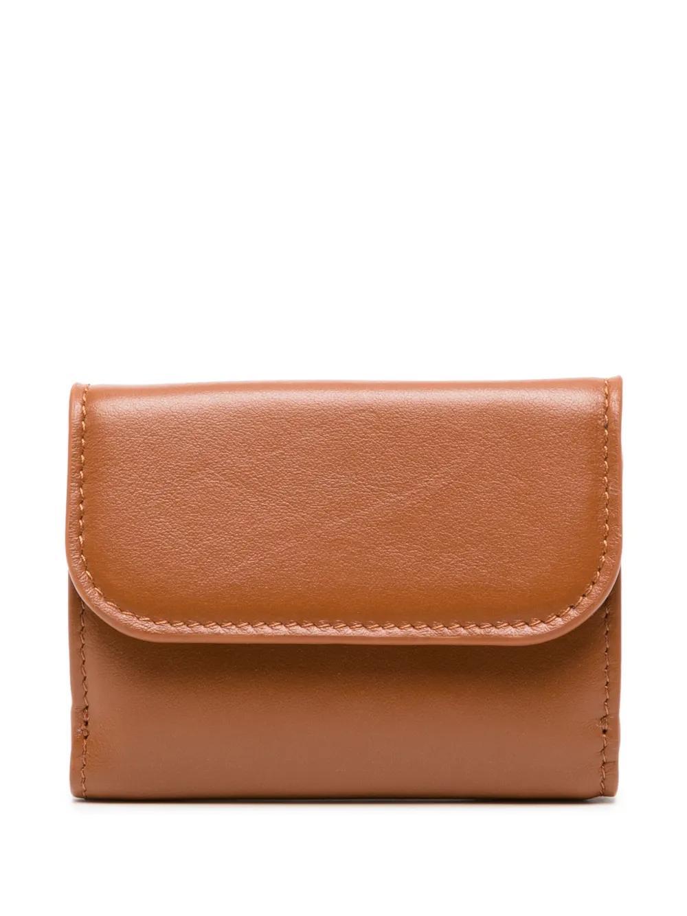 CHLOÉ Sense Logo-embroidered Leather Wallet In Brown Product Image