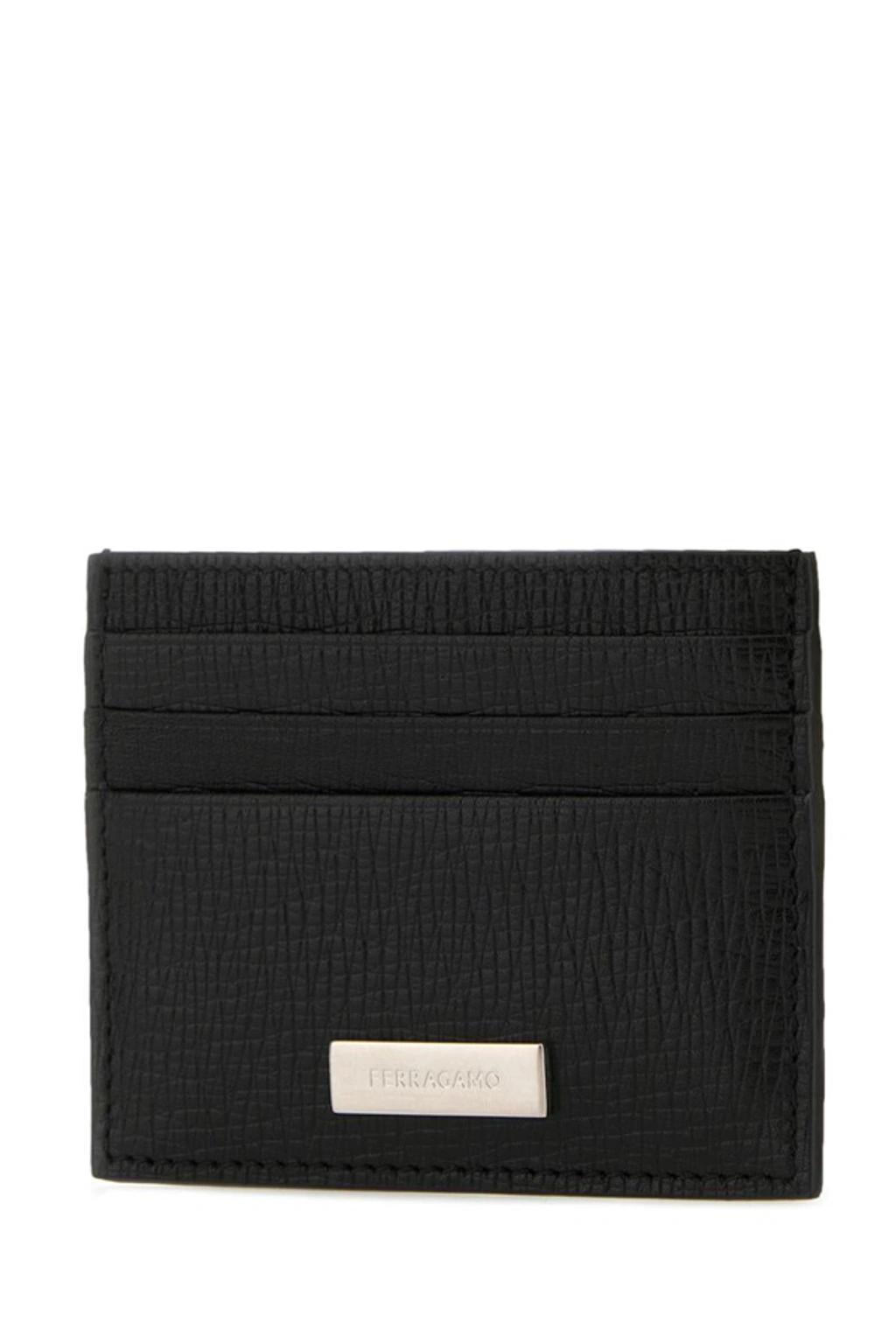 FERRAGAMO Salvatore  Black Leather Card Holder In Black Black Product Image