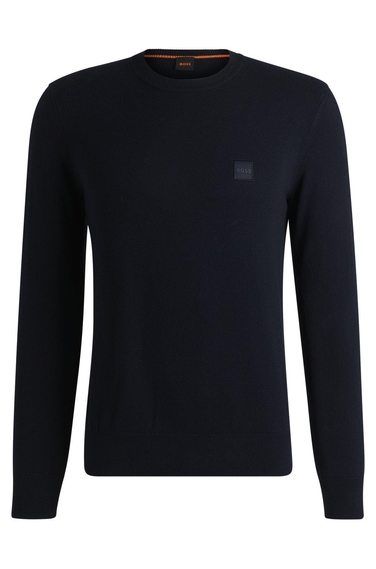 Cotton-cashmere regular-fit sweater with logo patch Product Image