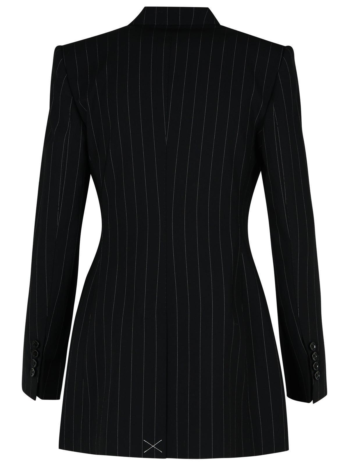 DOLCE & GABBANA Double-breasted Pinstriped Blazer In Black Product Image