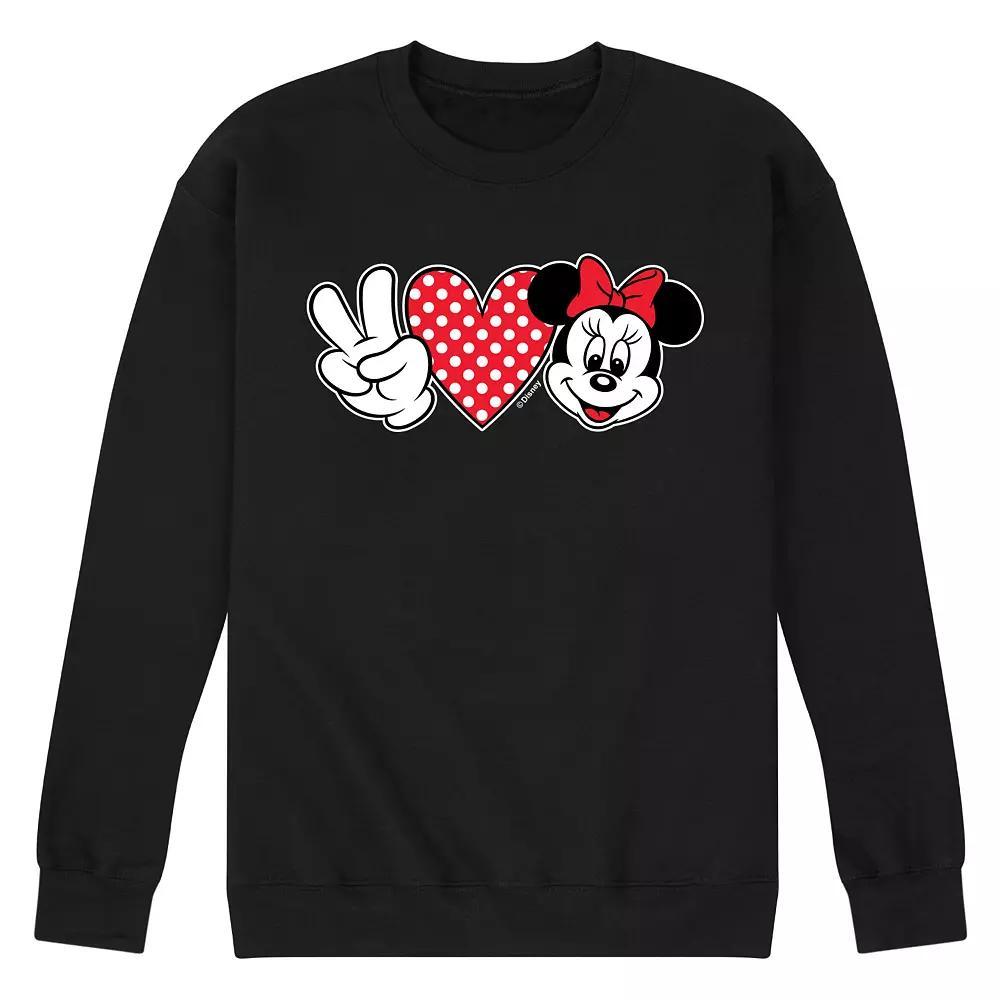 Disney's Minnie Mouse Men's Peace Love Minnie Fleece Sweatshirt,  Product Image