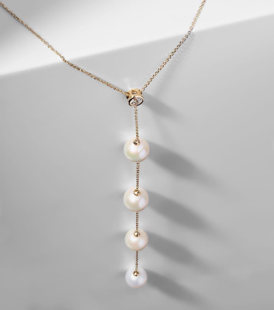 MATEO 14kt Gold Necklace With Diamonds And Pearls Product Image