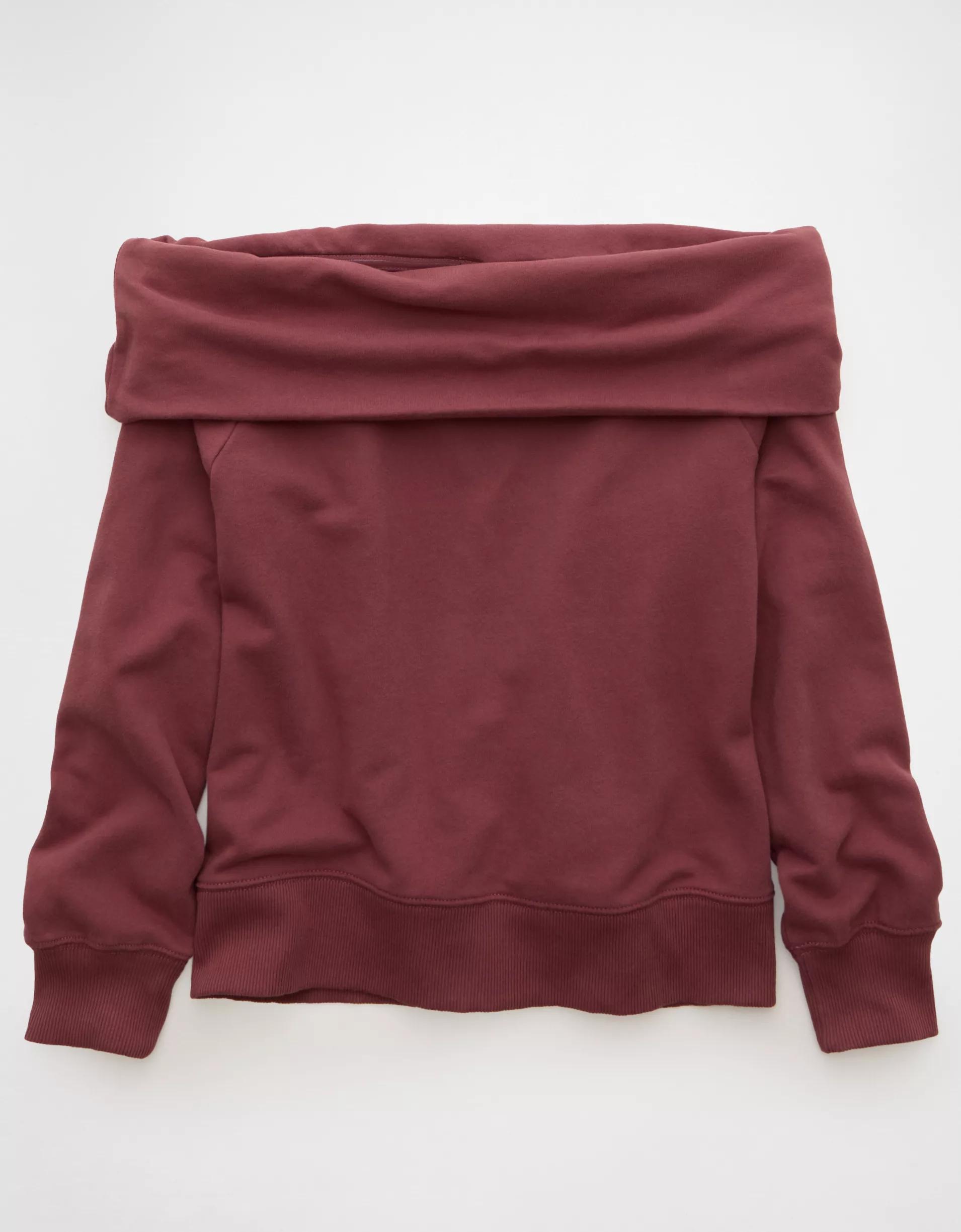 AE Foldover Off-The-Shoulder Sweatshirt Product Image