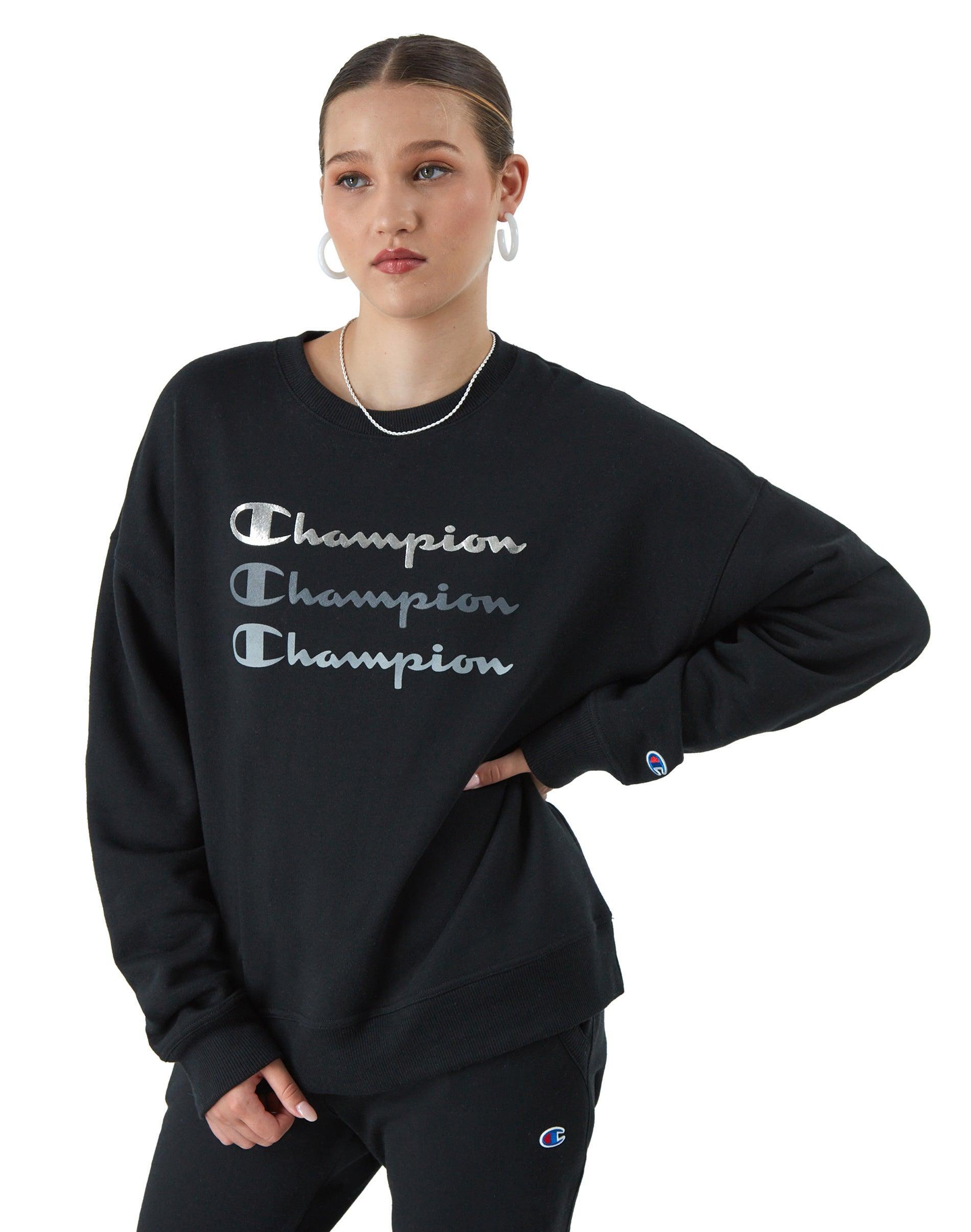 Champion Powerblend Relaxed Crew (Terracotta Pink Pe Heather) Women's Clothing Product Image