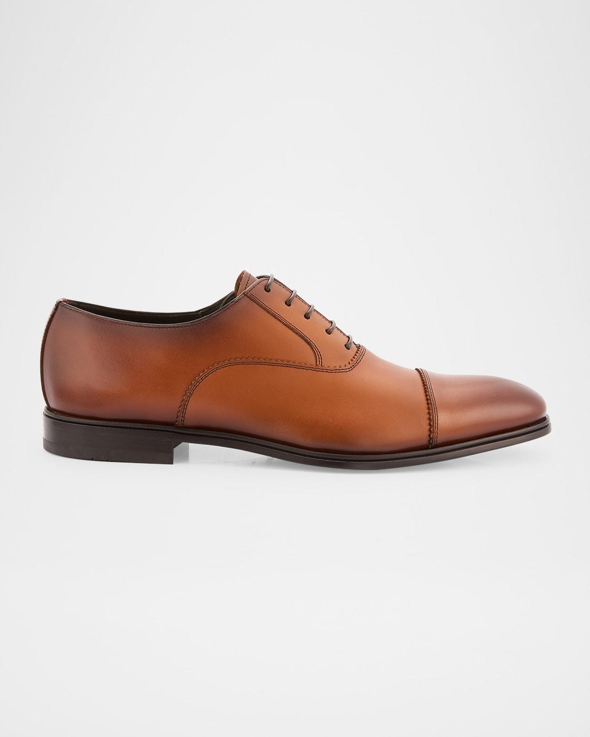 Ferragamo Mens Boston Leather Cap Toe Oxfords Product Image