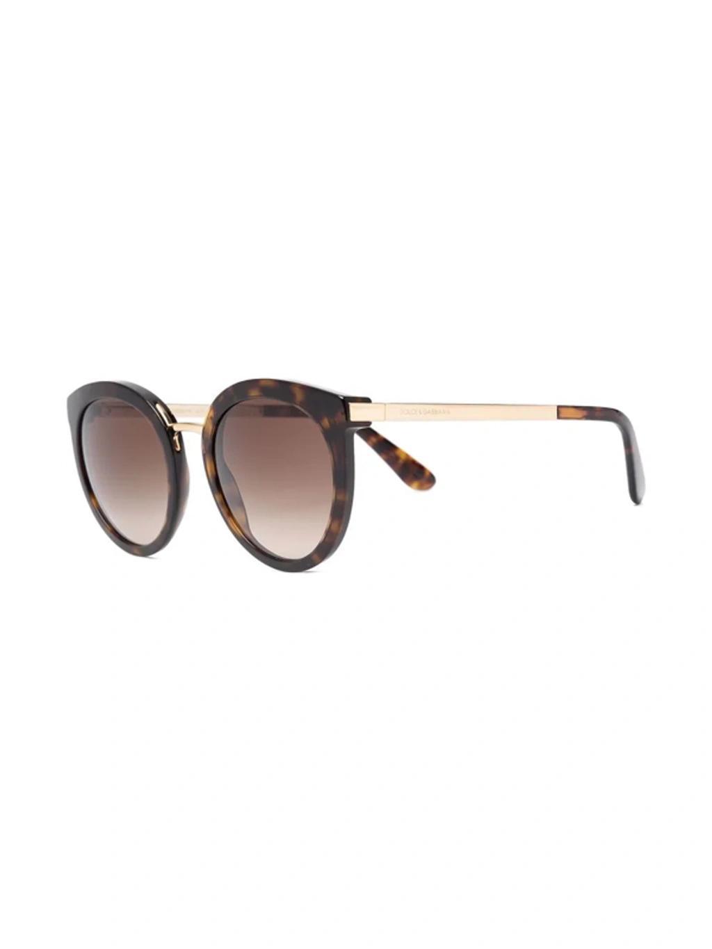 DOLCE & GABBANA Tortoiseshell Round-frame Sunglasses In Brown Product Image