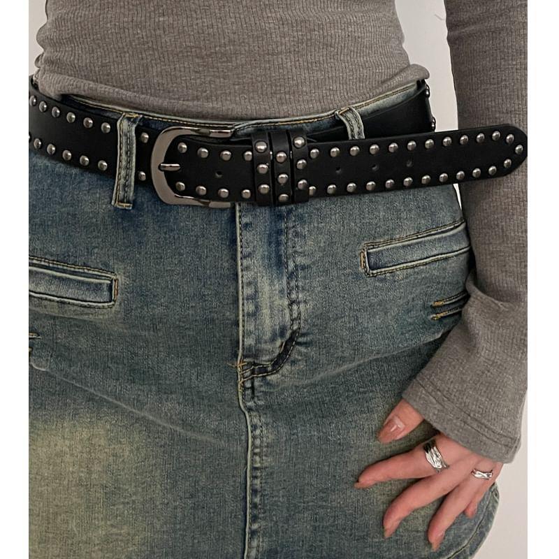 Studded Faux Leather Belt Product Image