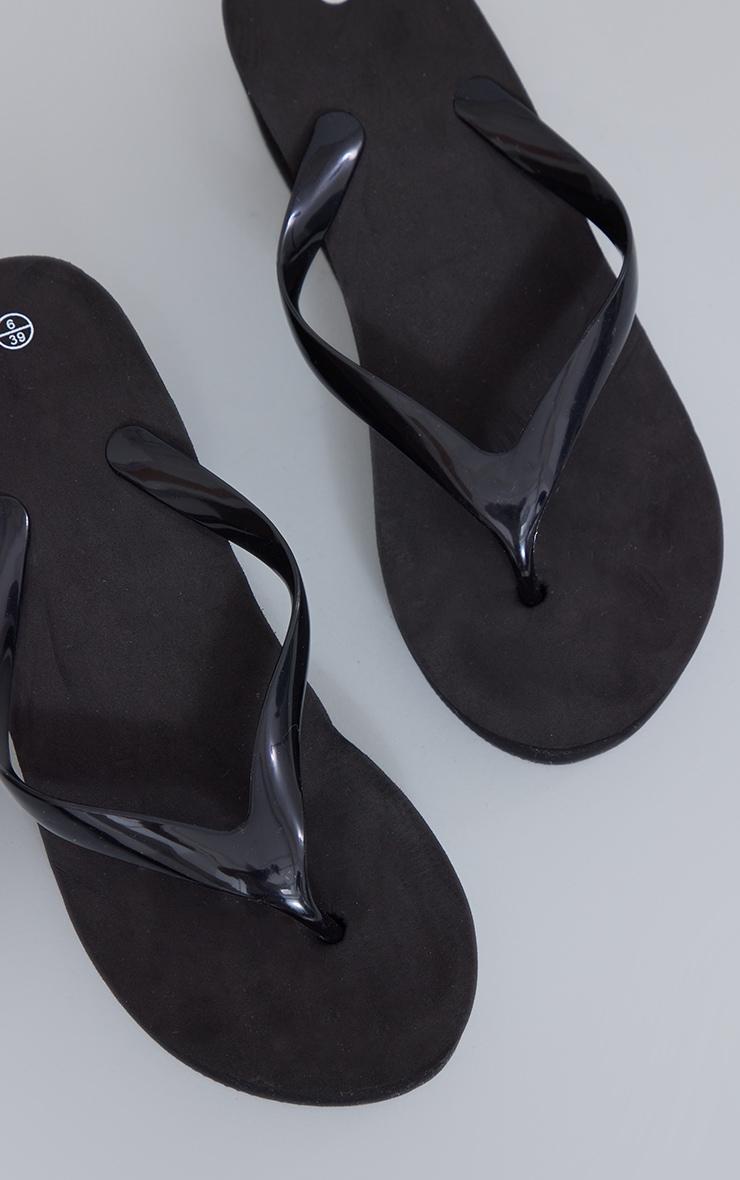 Black Round Toe Simple Platform Flip Flops Product Image