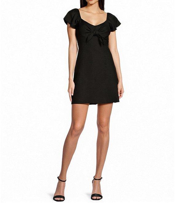 Copper Key Flutter Sleeve Tie Front Dress Product Image