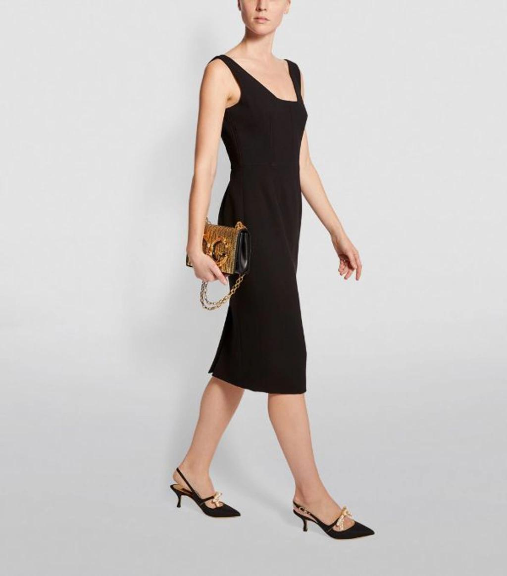 Sleeveless Wool Crepe V-neck Dress In Black Product Image