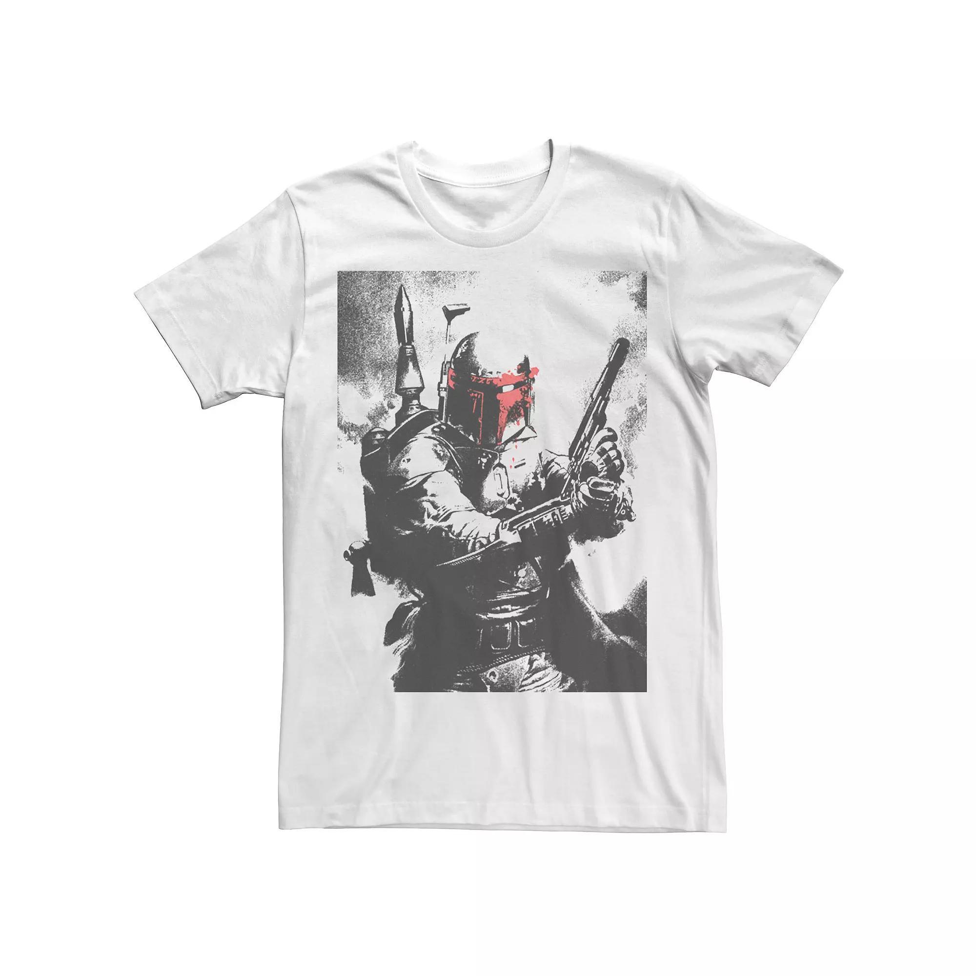 Men's Star Wars Boba Fett Faded Action Portrait Poster Tee, Size: Small, Athletic Grey Product Image